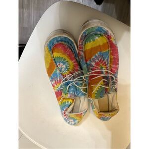 Women's Mandala Tie Dye Low Top Canvas Boat Shoe Loafer Multicolor Size 39